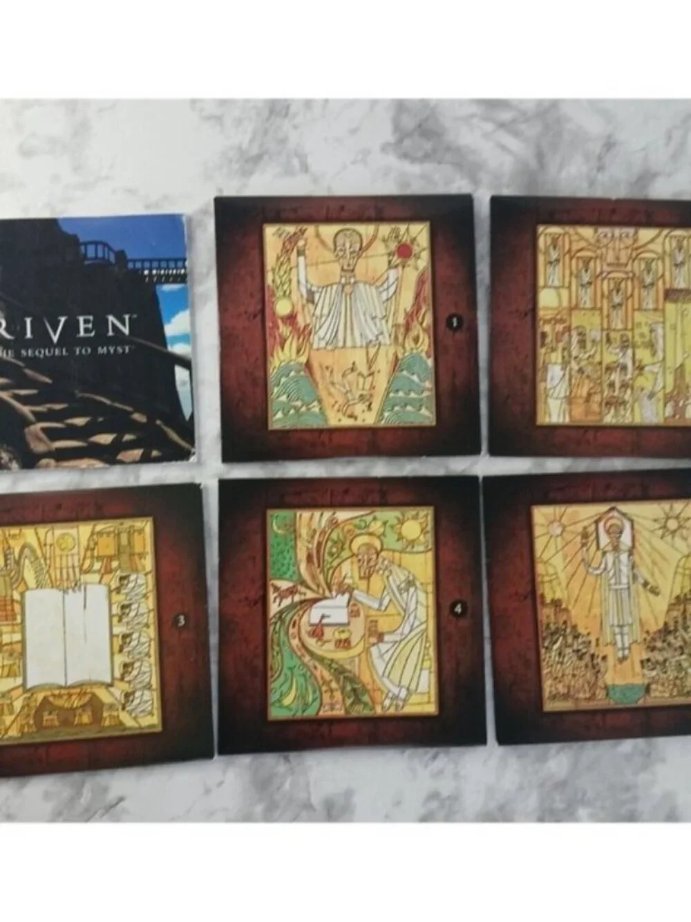 Riven The Sequel to Myst PC Game + Official Strategy Guide Complete 5 Disc